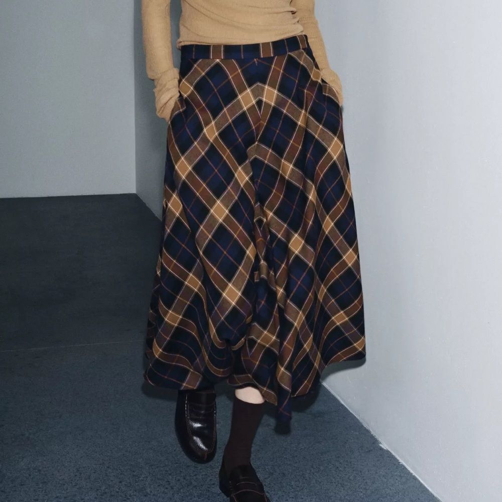 ZARA CHECK CAPE SKIRT ZW COLLECTION LIMITED EDITION - Picture 3 of 9